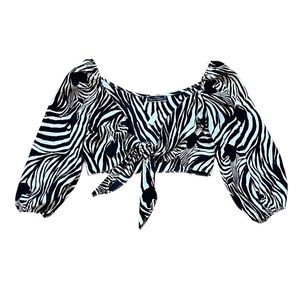 Blue Blush Zebra Crop Top Size M